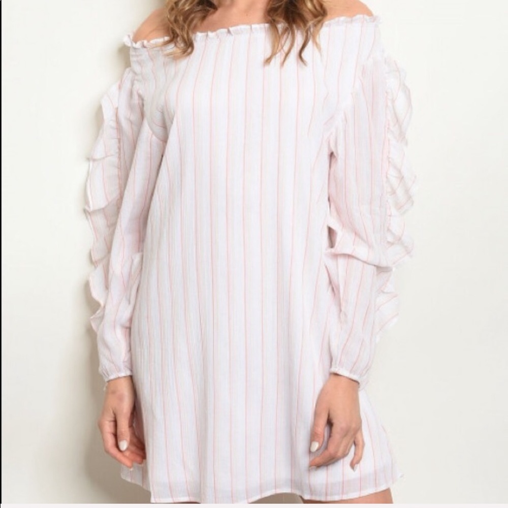 White Pink Stripes Tunic Dress - Picture 1 of 2